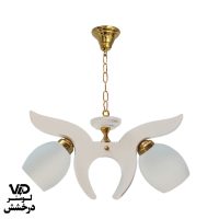 لوستر چوبی مدل نوید - سفید طلا, 2 شاخه
