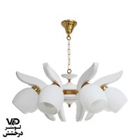 لوستر چوبی مدل نوید - سفید طلا, 8 شاخه