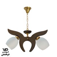 لوستر چوبی مدل نوید - فندقی آنتیک, 2 شاخه