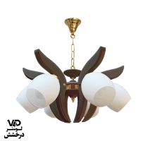 لوستر چوبی مدل نوید - فندقی طلا, 6 شاخه