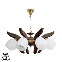 لوستر چوبی مدل نوید - فندقی آنتیک, 8 شاخه